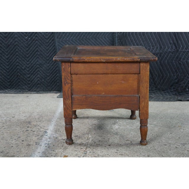 Antique Early American Primitive Oak Chamber Pot Commode Toilet Step Stool For Sale - Image 15 of 18