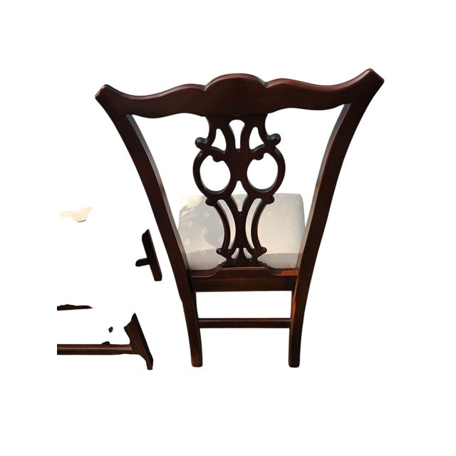 Traditional 1980s Ethan Allen Georgian Court Dining Room Chairs Chippendale Sheild Back For Sale - Image 3 of 12