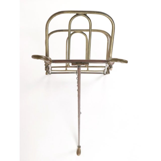 Metal Early 20th Century Brass Tripod Tier Magazine Rack For Sale - Image 7 of 8