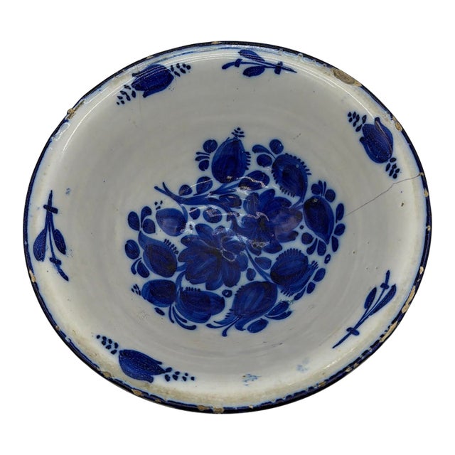 18th/19th Century French Blue & White Faience Centrepiece Bowl - 11.5" For Sale