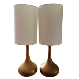 Teardrop Gold Table Lamps - A Pair For Sale