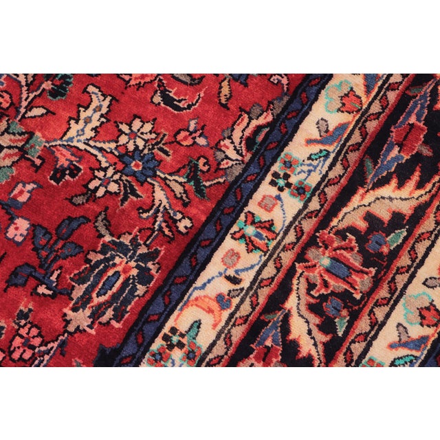 Textile Shabby Chic Persian Red/Blue Wool Rug - 6'7'' X 9'10'' For Sale - Image 7 of 10