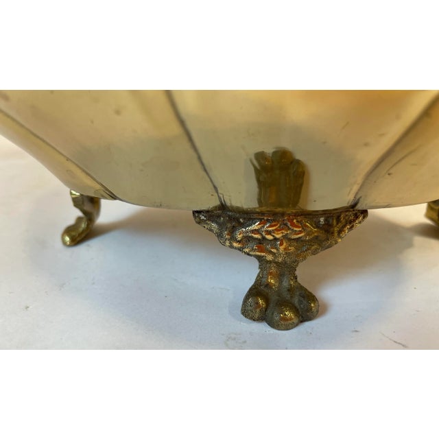 Vintage Heavy Brass Footed Planter For Sale In Dallas - Image 6 of 8