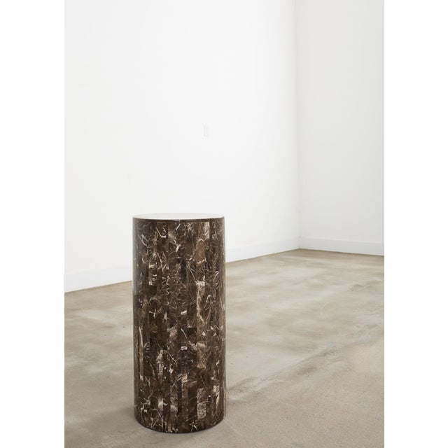 Neoclassical Neoclassical Style Round Tessellated Marble Stone Pedestal For Sale - Image 3 of 12