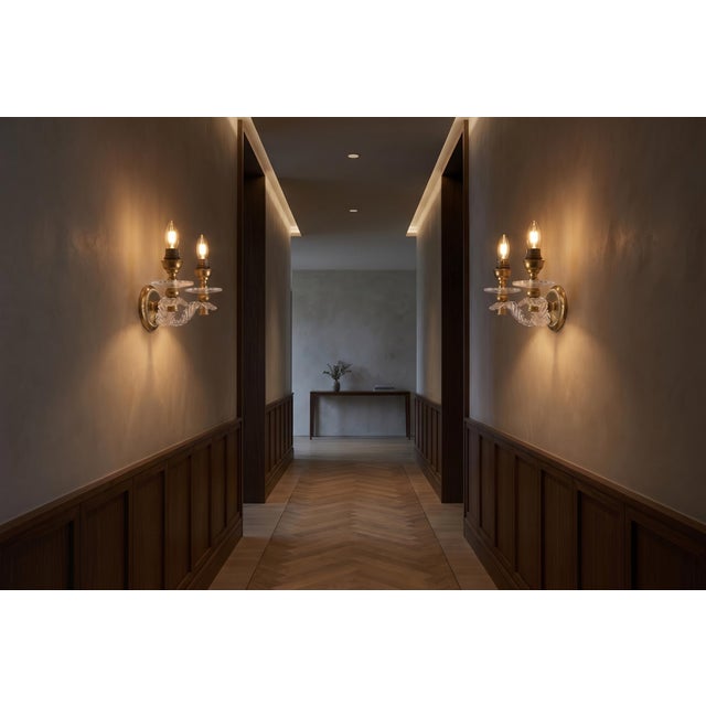 Acrylic and Brass Double-Arm Wall Sconces, 1970s, Set of 2 For Sale - Image 9 of 11
