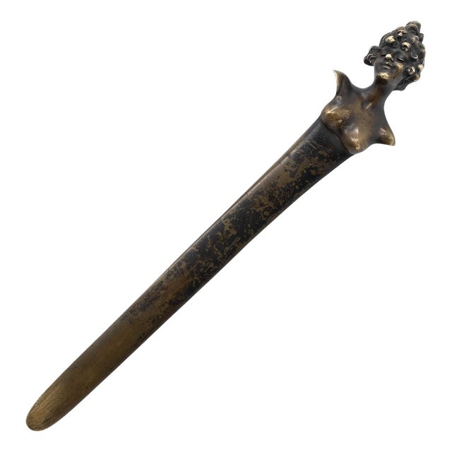 Art Nouveau Bronze Paper Knife by Alexandre Caron, 1890s For Sale