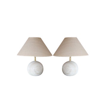 Travertine Table Lamps, Italy, 1970s, Set of 2 For Sale