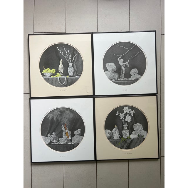 20th Century Set of Charcoal Prints Framed Signed Numbered by Francis Scott Titled as the Storyteller , the Philosopher , the Master , the Musician For Sale - Image 9 of 10