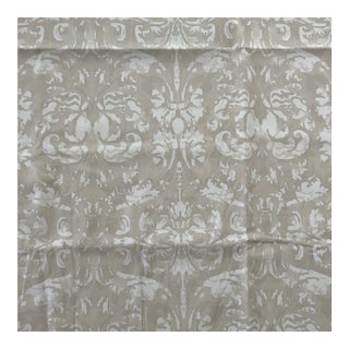 Designer Hand Printed Damask Cotton Fabric - 2 1/2 Yards For Sale