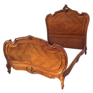 Vintage 1930's Louis XV Carved Bed For Sale