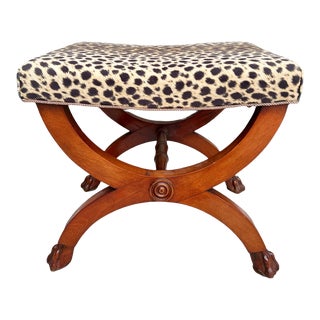 Vintage Stool in Leopard Fabric by Grosfeld House. For Sale