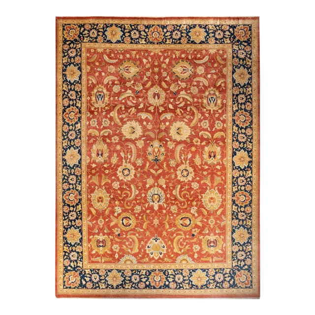 Mogul, One-of-a-Kind Hand-Knotted Area Rug in Orange, 9' 10" x 13' 9" For Sale