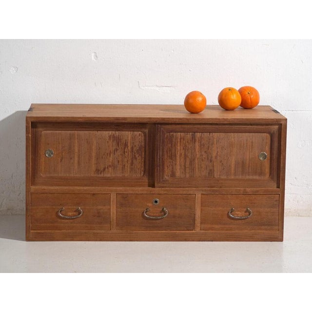 Antique Low Tansu Sliding Door Closet For Sale - Image 12 of 13