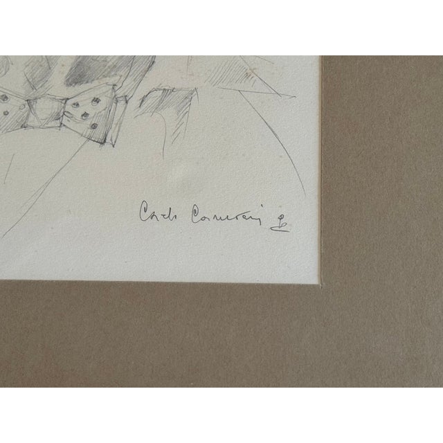 Mid 20th Century Carlo Canevari Signed Original "Sad Clown" Graphite Drawing With Rose Mark For Sale - Image 5 of 8
