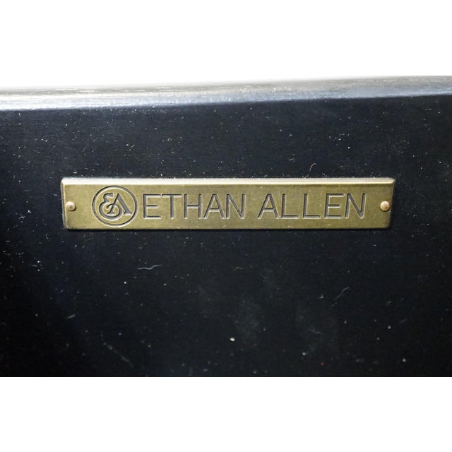 Ethan Allen Newport Collection Contemporary Asian Inspired Black 41" Secretary Desk W. Bookcase Hutch Top 34-9408 For Sale - Image 12 of 17