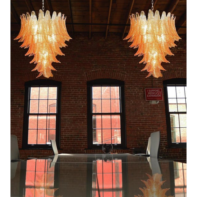 Italian Murano Felci Glass Chandelier with 75 Amber Glasses, 1990s For Sale - Image 4 of 16
