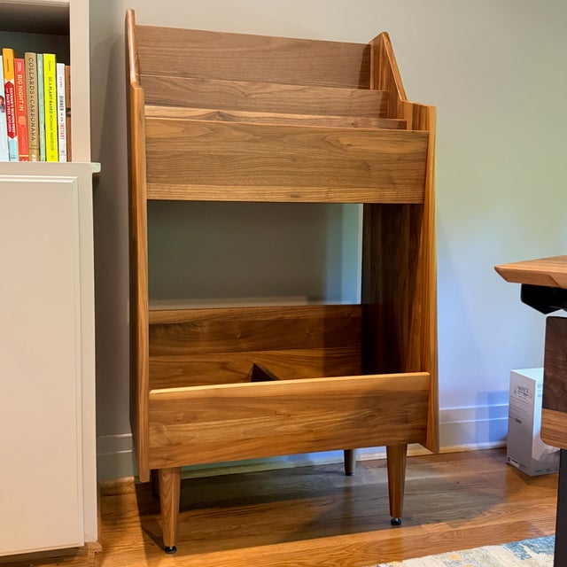 Brown Luxe 2-Bay Walnut Record Stand From Symbol For Sale - Image 8 of 9
