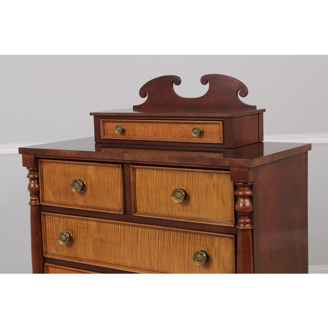 Brown Tiger Maple Front Sheraton Mahogany Dresser W. Jewelry Box For Sale - Image 8 of 14