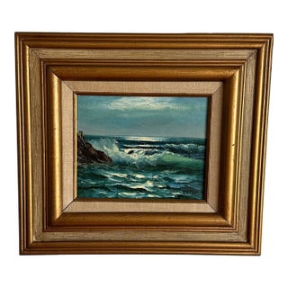 Vintage Original Oil Painting; Framed Seascape by David Crespi 1960s For Sale