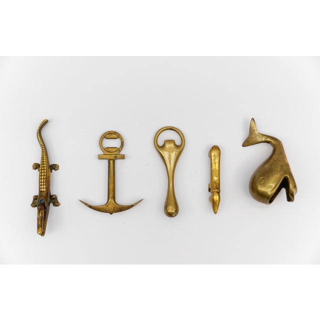 Mid-Century Modern Massive Brass Bottle Opener Set, Austria, 1950s, Set of 5 For Sale - Image 17 of 17