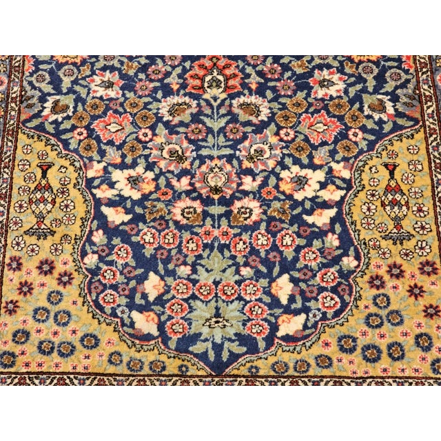 Vintage Persian Tabriz Area Rug, Floral Pattern, Handwoven Wool, Navy & Red, 4’ X 6’ For Sale In Chicago - Image 6 of 12