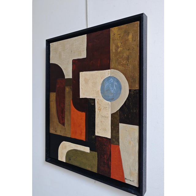 Point d'ancrage This original geometric abstract painting by French artist Sophie Dumont is an oil on linen canvas created...