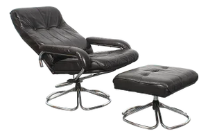 Set of Lounge Chair and Ottoman in Dark Brown Leather, from Unico 1970s, Set of 2