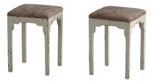 Antique Danish Stools with Lambswool Seats, Late 19th Century, Set of 2