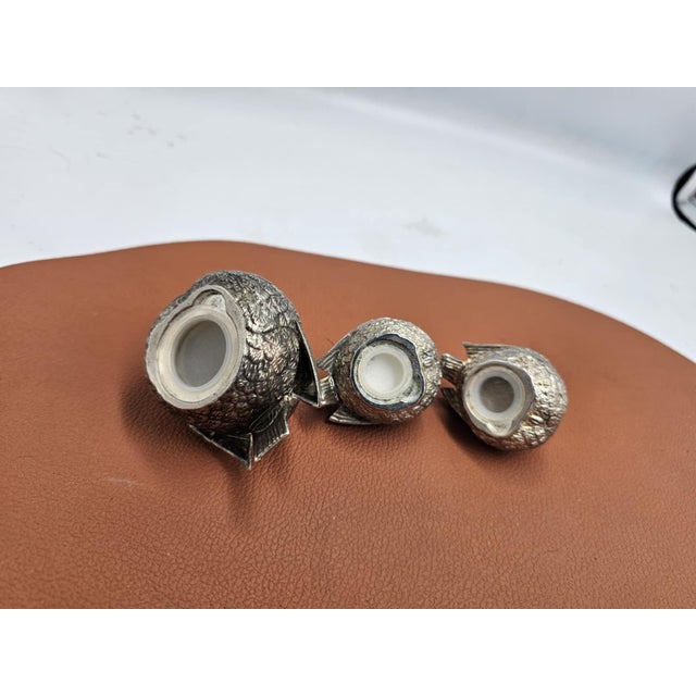 Silver Vintage Bird Salt and Pepper Shakers, 1950s, Set of 3 For Sale - Image 8 of 9