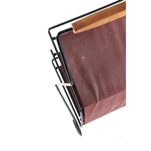 Leather and Metal Magazine Rack For Sale - Image 10 of 15