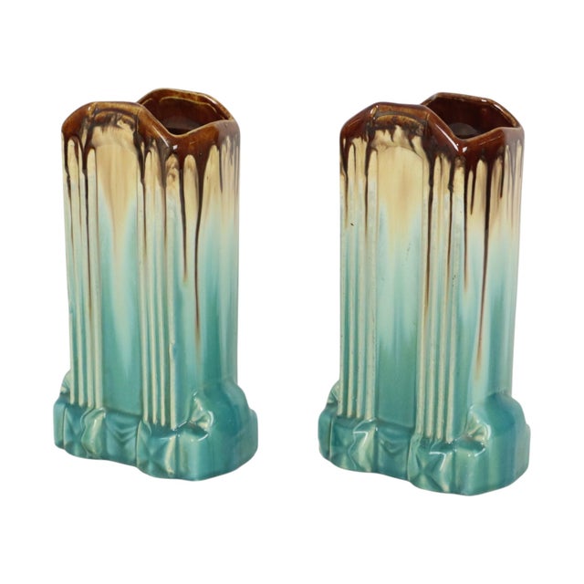 Belgian Art Deco Turquoise Earthenware Vases by Thulin, 1920s, Set of 2 For Sale - Image 15 of 16