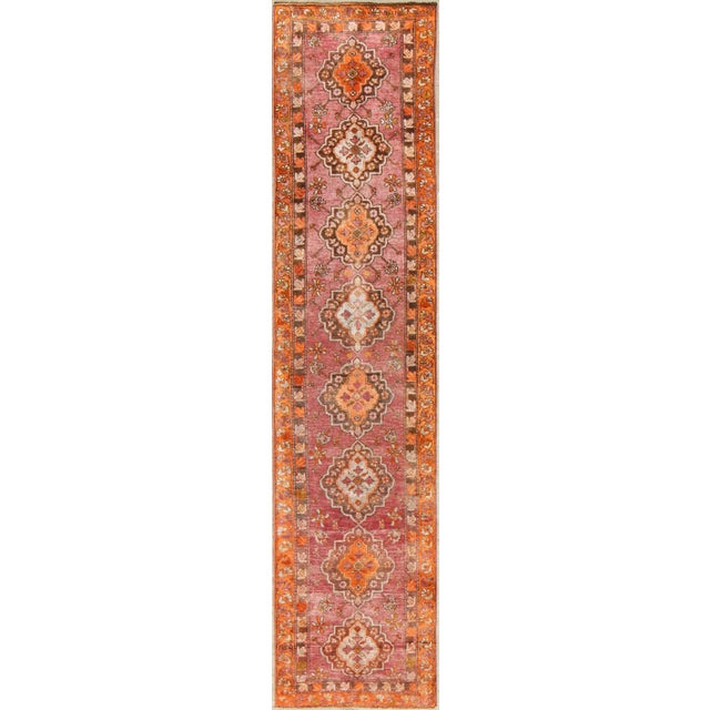 Vintage Turkish Oushak Runner With Layered Floral Medallions and Borders For Sale - Image 9 of 9
