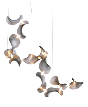 Dune 12 Spiral Pendant Light in Silver Anodized Aluminum by Moss Objects