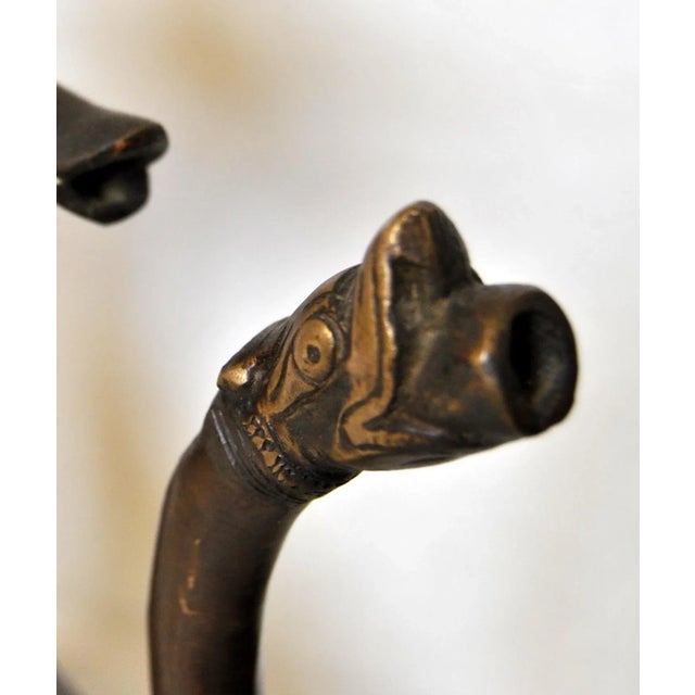 19th C Antique Mughal Bronze Ewer Deccani Swan Hamsa Aquamanile For Sale In Salt Lake City - Image 6 of 10