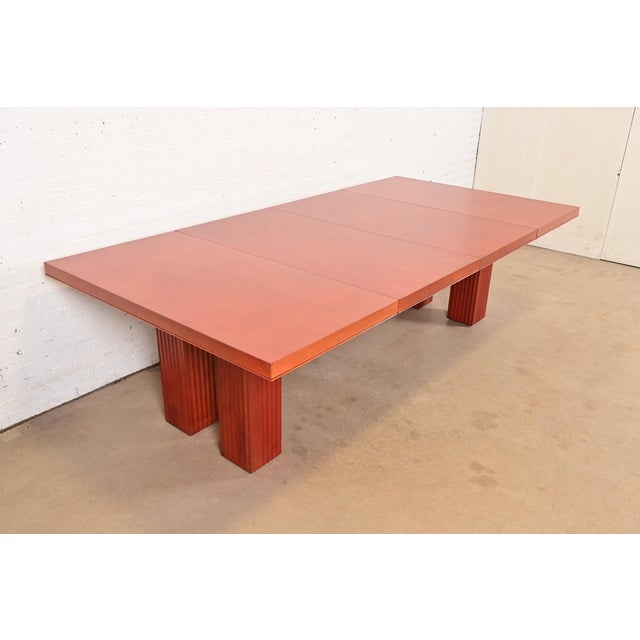 Baker Furniture Modern Art Deco Parquet Top Extension Dining Table, Newly Refinished For Sale - Image 11 of 17