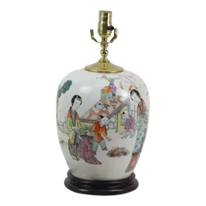 Chinese Antique Famille Rose Porcelain Vase Table Lamp