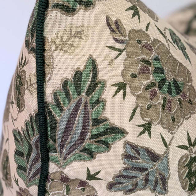 Green Soane Britain Filigree Flower in Gilt on Stone Linen Pillows With Green Cord - Double Sided For Sale - Image 8 of 8