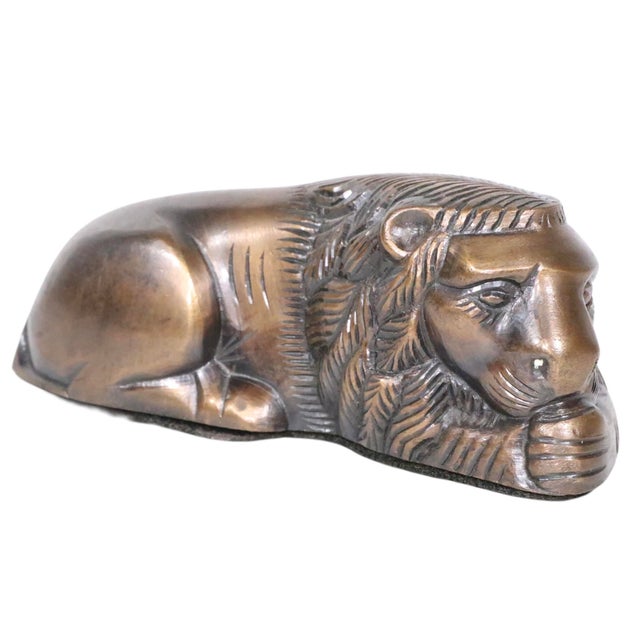 Mid-Century Modern Mid 20th Century Recumbent Lion Paperweight by Century For Sale - Image 3 of 7