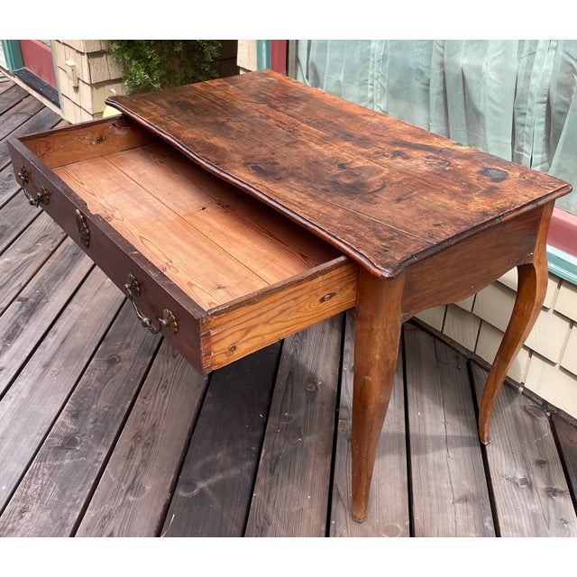 Wood 19th C French Provincial Louis XV Style Solid Walnut Writing Desk, Hall or Side Table - For Sale - Image 7 of 18