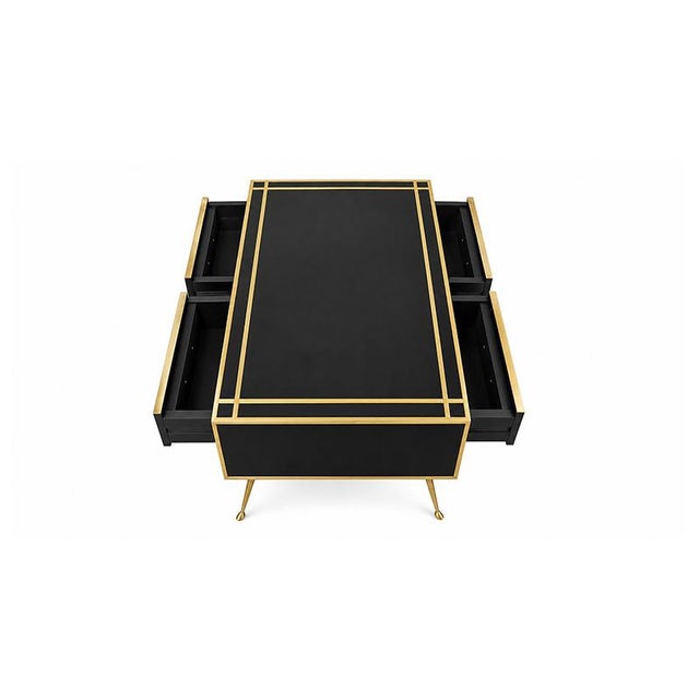 1980s Black Glass and Brass Coffee Table, 1980s For Sale - Image 5 of 7