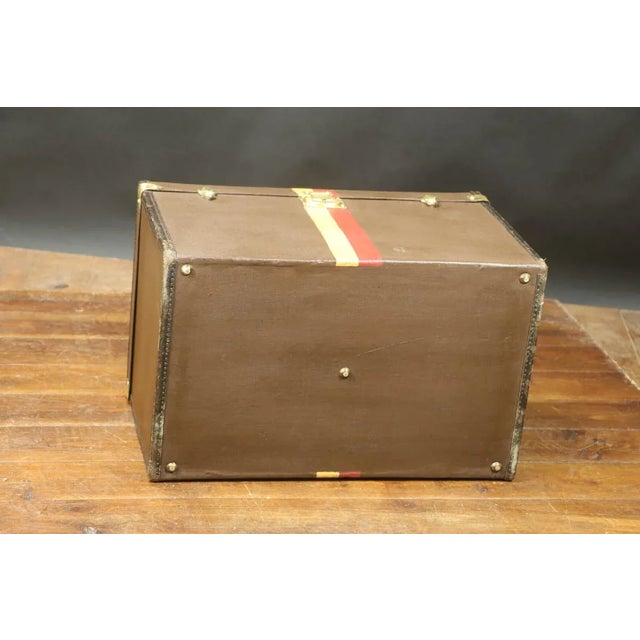 Hat Trunk in Brown Canvas with Stable Bands For Sale - Image 6 of 10