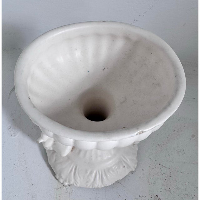 Hollywood Regency Vintage White Dual Cherub Pedestal Bowl For Sale - Image 3 of 12