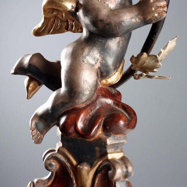 Carved, Gilded and Lacquered Wooden Candelabra For Sale - Image 5 of 10