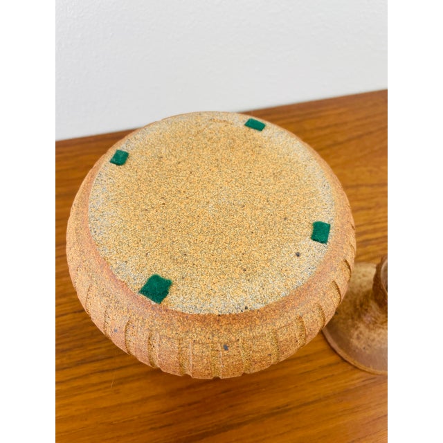 Terra Cotta Vintage 1970s Handmade Stoneware Studio Pottery Lidded Vessel Boho Chic Style For Sale - Image 8 of 8