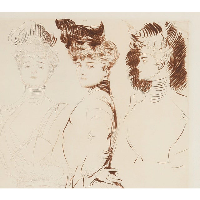 Paul César Helleu, Study of 4 Women, Etching, Framed For Sale - Image 5 of 6