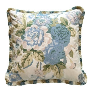 Grenville Lee Jofa Chintz Square Decorative Pillow With Down Feather Insert For Sale