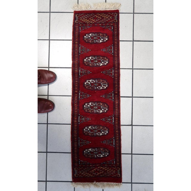 1960s, Handmade Vintage Uzbek Bukhara Rug 1' X 3.9' For Sale - Image 9 of 9