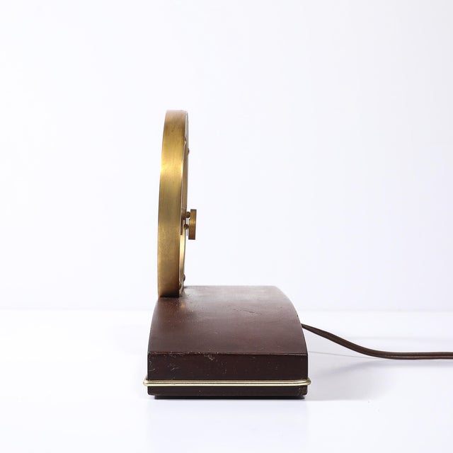 Mid-Century Jefferson Golden View Electric Brass, Glass & Walnut Mystery Clock For Sale - Image 4 of 16