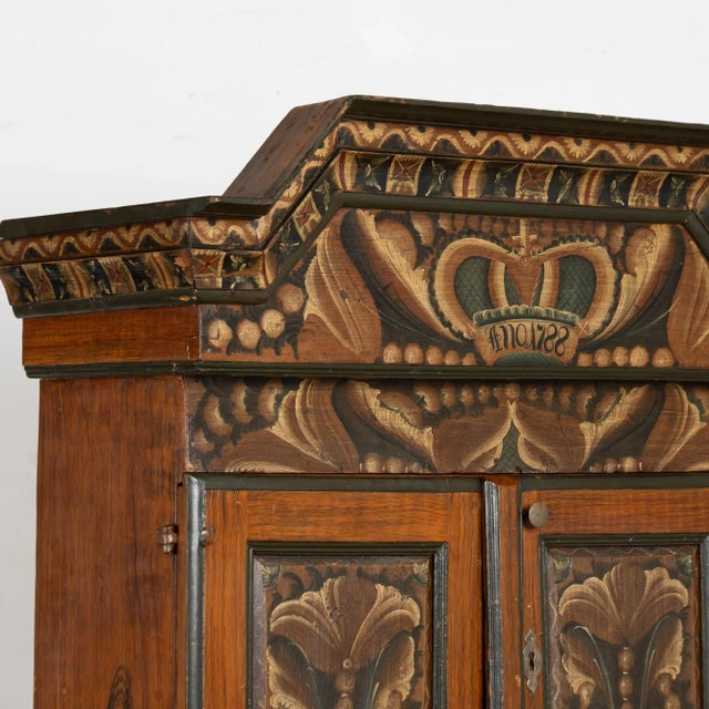 Late 18th Century Original Hand Painted Swedish Dalarna Cabinet Cupboard Dated 1788 For Sale - Image 5 of 16