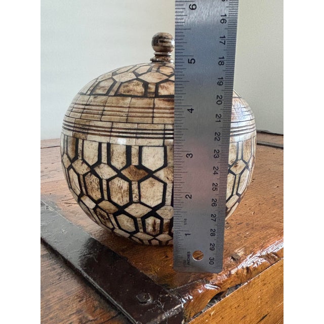 Maitland-Smith Tessellated Bone Spherical Lidded Trinket Box For Sale In Columbus - Image 6 of 8